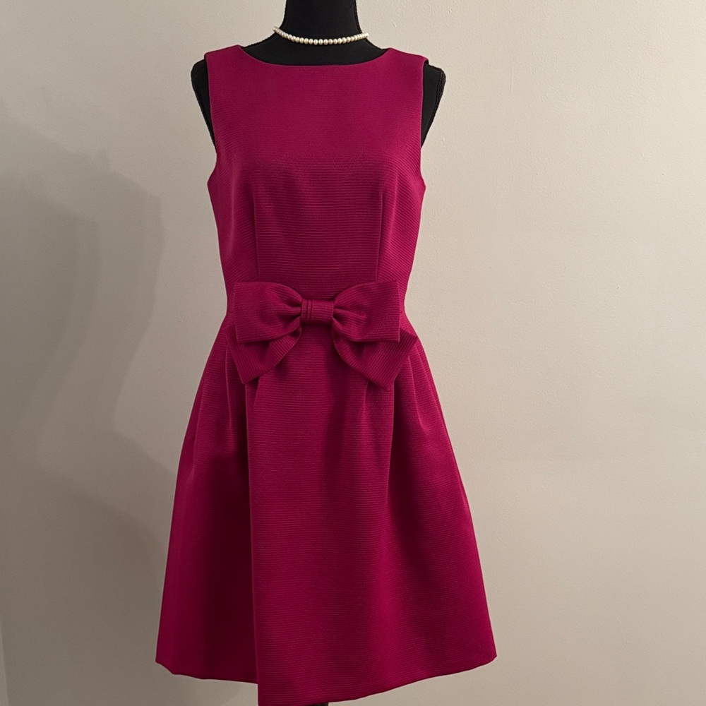 Chic Magenta Bow Mini Dress